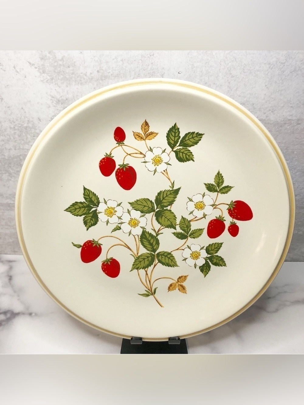 Vintage 70s Sheffield Strawberries 'N Cream Stoneware 10.5 Inch Dinner Plate 308 - Picture 5 of 13
